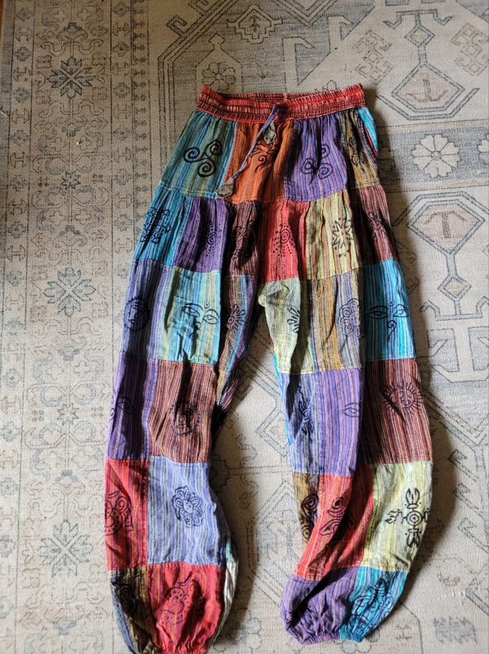 Colorful Patchwork Boho Pants - Multicolor